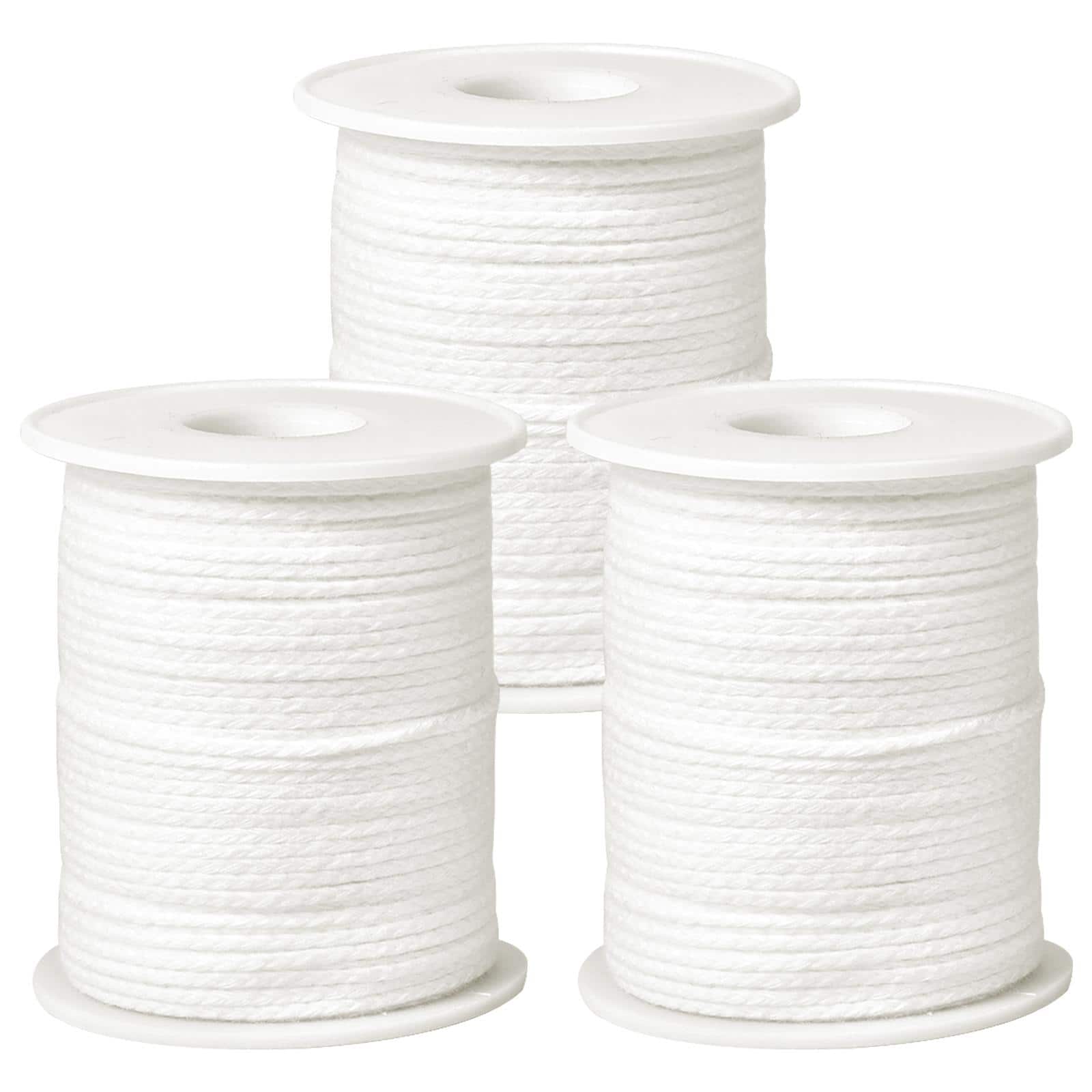 3 cuộn bấc nến 183m, bấc sáp, bấc nến, dây bấc nến, cuộn bấc nến làm đồ thủ công - trắng - Xem 1