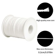 3 cuộn bấc nến 183m, bấc sáp, bấc nến, dây bấc nến, cuộn bấc nến làm đồ thủ công - trắng - Xem 4