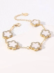 Vòng tay trang trí hoa Cubic Zirconia Valentine, Mẹ, Mẹ, Ngày của Mẹ, Quà tặng - trắng - Xem 1