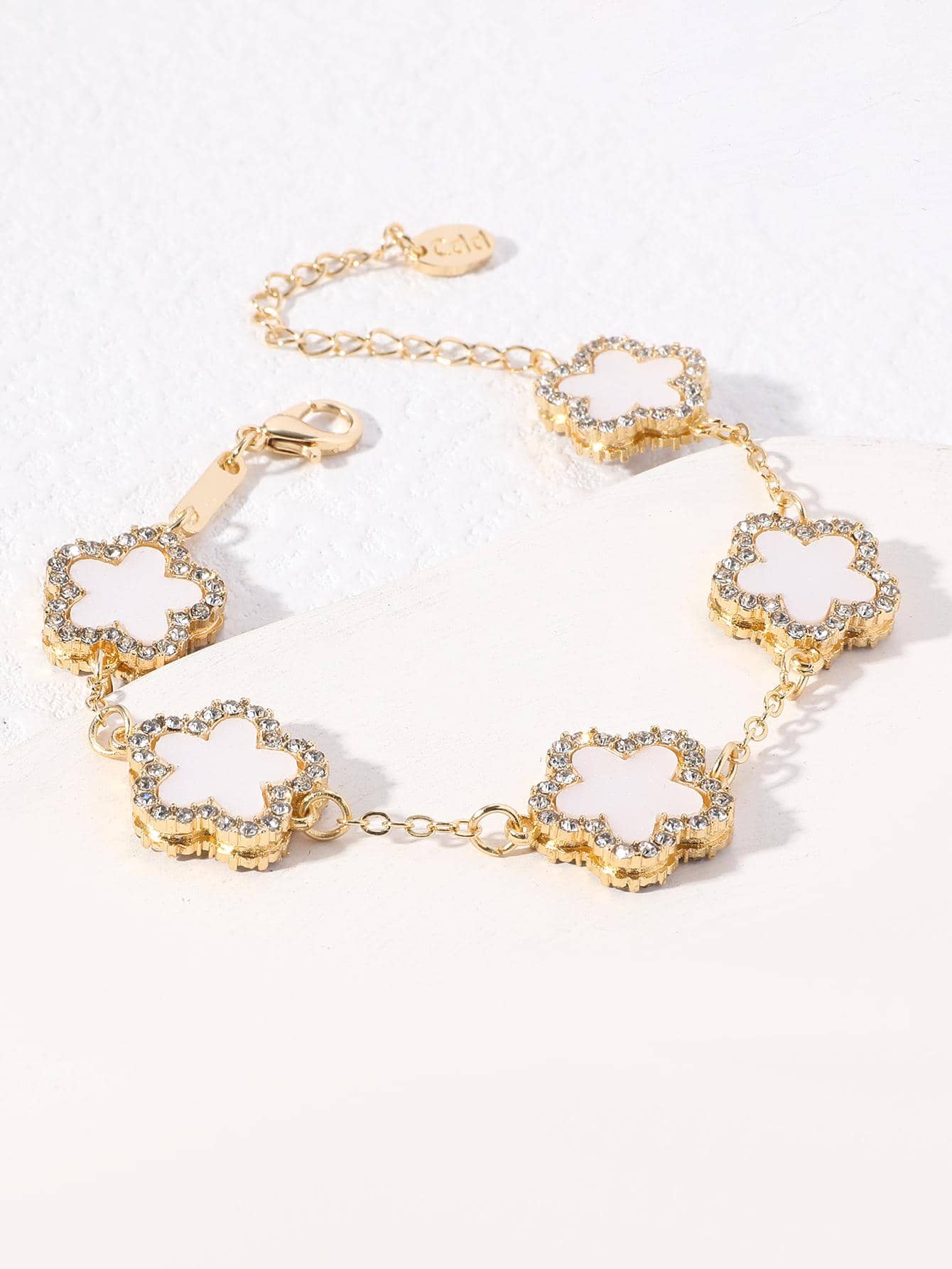 Vòng tay trang trí hoa Cubic Zirconia Valentine, Mẹ, Mẹ, Ngày của Mẹ, Quà tặng - trắng - Xem 1