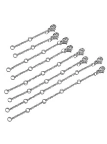 10入組不銹鋼延伸延長尾巴鏈條龍蝦扣連接器DIY珠寶製作 - 銀色 - 查看 1