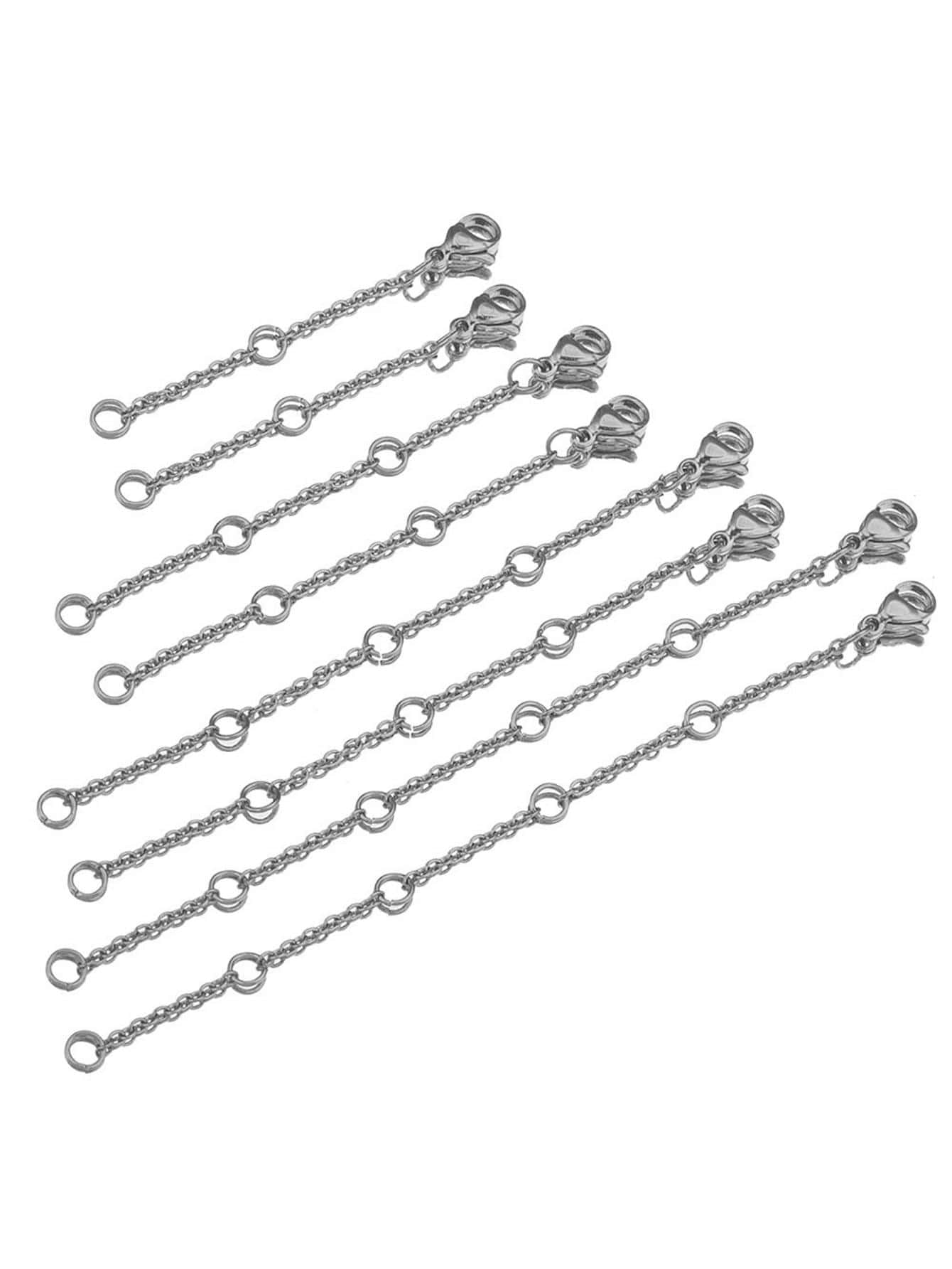 10入組不銹鋼延伸延長尾巴鏈條龍蝦扣連接器DIY珠寶製作 - 銀色 - 查看 1