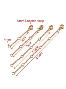 10入組不銹鋼延伸延長尾巴鏈條龍蝦扣連接器DIY珠寶製作 - 金黃色 - 查看 2