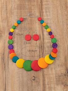 3pcs Color Block Round Decor Jewelry Set