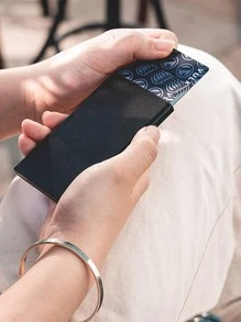 Anti-Theft ID Minimalist Card Holder Aluum Metal Wallets Pocket Case Bank Women Men Cardholder Box Card Holder Wallet Business Card Holder Credit Card Holder For Men Mini Wallet Card Wallet Rfid Wallet - Black - View 5