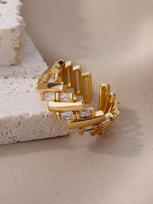 Anillo abierto zirconia cúbica adorno - Celeste - Ver 8