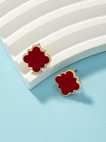 2pcs Flower Stud Earrings Valentines - Red - View 3