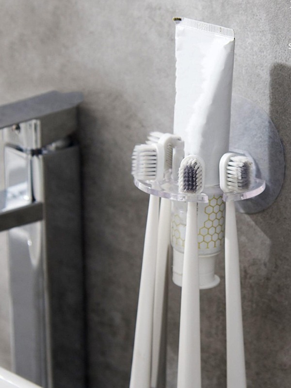 1 pieza Soporte transparente para cepillo de dientes, decoración del hogar y del baño, decoración de otoño, de vuelta a la escuela