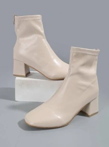 Gót chân trung bình Màu Khaki Giày bốt ngắn Đối với phụ nữ , 2023 Mới Mùa thu Và Mùa Đông Phong cách , Đúng mốt Chóp giầy hình vuông Dày Gót chân Giày ống Ankle - Màu be - Xem 5