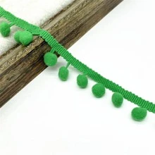 Pom Pom Viền Ren Bi Ruy Băng Mini Pompom Tua Rua Ruy Băng May Phối Ren Vải Dệt Kim Tự Làm Phụ Kiện Trang Sức - màu xanh lá - Xem 1