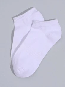 10 双女士基本款纯色低帮防滑透气短袜，黑色和白色 - 黑與白 - 查看 5