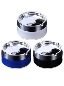 1pc Stainless Steel Home Ashtray - Black - View 6