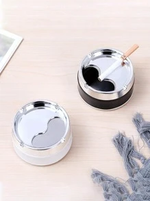 1pc Stainless Steel Home Ashtray - Black - View 2