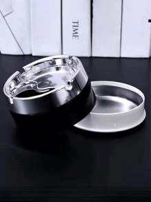 1pc Stainless Steel Home Ashtray - Black - View 3