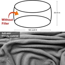 Bean Bag Chair Cover(It Was Only A Cover; Not A Full Bean Bag) Chair Cushion; Big Round Soft Fluffy PV Velvet Sofa Bed Cover; Living Room Furniture; Lazy Sofa Bed Cover; 5ft Grey;Black - Xám - Xem 2