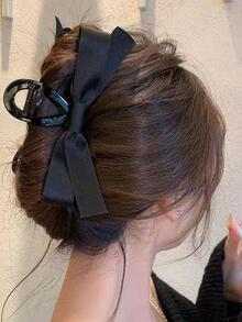 1 Phụ Nữ Chắc Chắn Nơ Trang Trí Thời Trang Vuốt Tóc Lớn Cho Cuộc Sống Hàng Ngày - màu đen - Xem 2