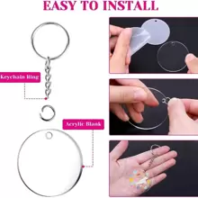 54入組女士透明圓形吊飾 DIY 鑰匙扣（18入組亞克力空白、18入組鑰匙扣環和 18入組跳環）適合返校