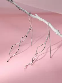 CVNANA 扭結設計耳墜 - 銀色 - 查看 4