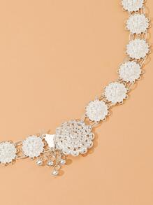 Mujer 1 pieza Cinturón de cadena con diseño de flor vintage para Decoración de vestido - Plateado - Ver 5