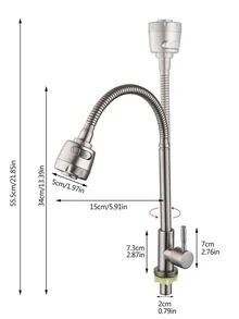 1pc Multifunction Stainless Steel Faucet, Classic Silver Universal Faucet For Kitchen - Silver - View 5