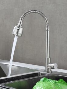 1pc Multifunction Stainless Steel Faucet, Classic Silver Universal Faucet For Kitchen - Silver - View 4