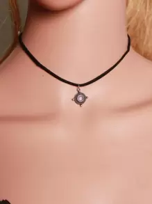 3pcs/set Round Charm Choker - Black - View 4