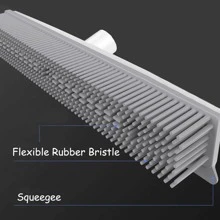 Rubber Broom With Squeegee Fur And Long Handle, Carpet Rake And Lint Brush Set Sweeping Rug Brush