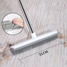 Rubber Broom With Squeegee Fur And Long Handle, Carpet Rake And Lint Brush Set Sweeping Rug Brush