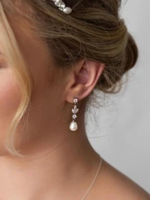 rakol 方晶鋯石和珍珠耳墜 - 銀色 - 查看 2