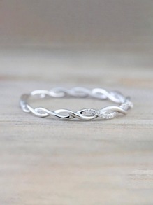 1入組優雅方晶鋯石圓環適合女士適合婚禮訂婚帶首飾類禮品 - 銀色 - 查看 4