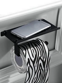 1 Nhôm Giá Treo Khăn Giấy, Màu Đen Hiện Đại Hộp Đựng Khăn Giấy Có Giá Đỡ Điện Thoại Cho Phòng Tắm - màu đen - Xem 5