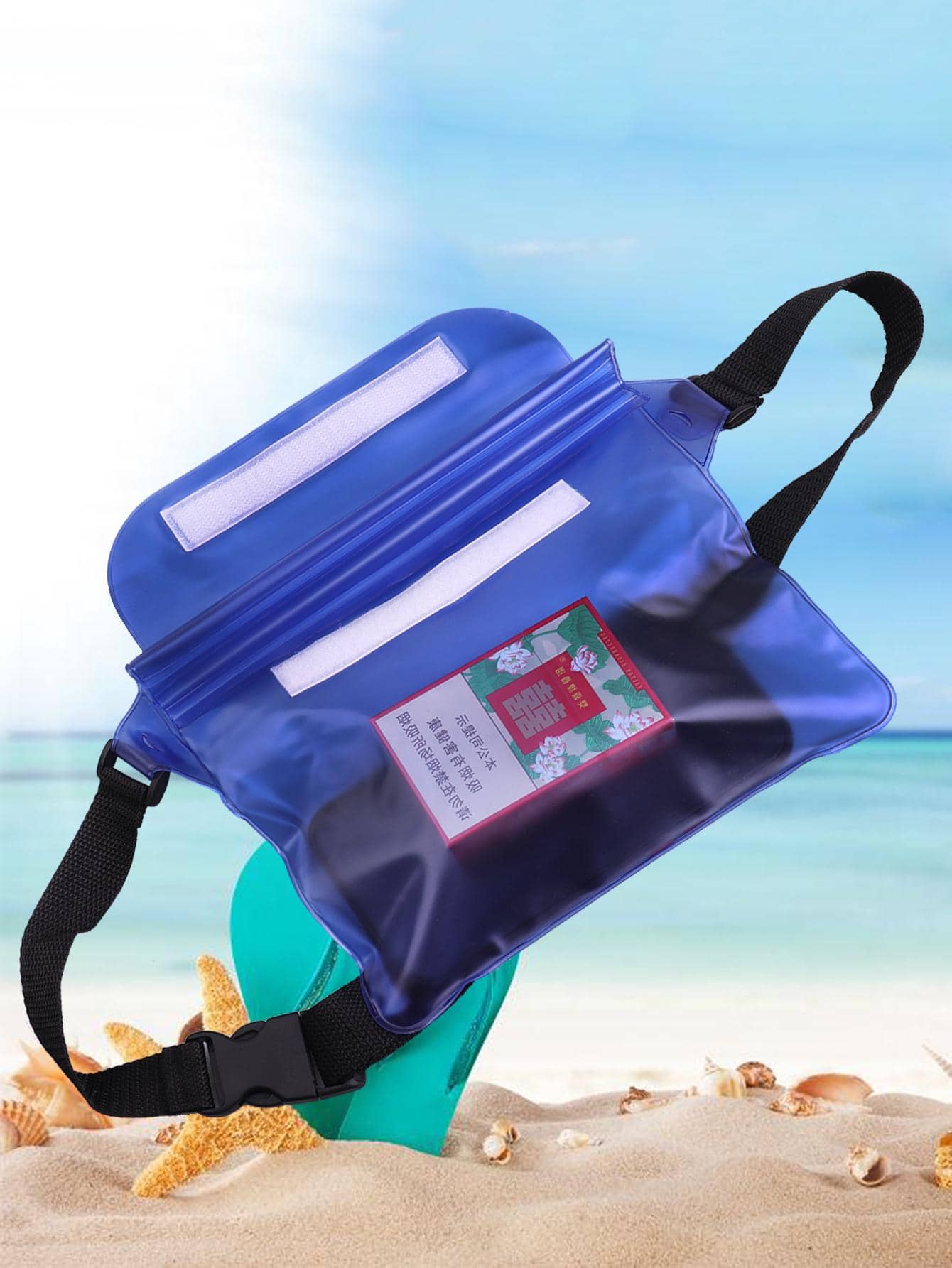 SHENYU 1pc PVC Waterproof Swimming Fanny Pack, Beach Essentials, Beach Accessories, Pool Float - Blue - View 1