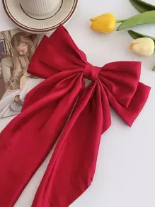 1pc Women Bow & Ribbon Decor Fashionable Hair Clip For Hair Decoration Cute Valentine's Day Valentines Claw Clips Hair Claws Hair Barrettes, School Stuff, Elegant, College, Winter Outfit For Women, Bows, Hair Accessories, Head Accessories, Hair Accessories For Women - Red - View 4