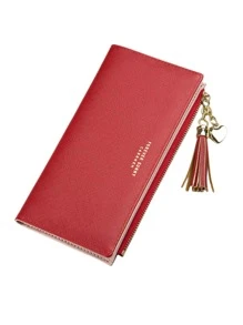 CarrKen Ví Dài màu trơn Sọc Bộ lạc - Đỏ - Xem 1