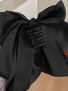 1 件黑色丝滑缎面超大蝴蝶结发夹，优雅简约的发饰，适合日常佩戴、休闲派对、通勤、度假、洗脸、发型设计、化妆和服装搭配 - 黑色 - 查看 5