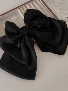 1 件黑色丝滑缎面超大蝴蝶结发夹，优雅简约的发饰，适合日常佩戴、休闲派对、通勤、度假、洗脸、发型设计、化妆和服装搭配 - 黑色 - 查看 6