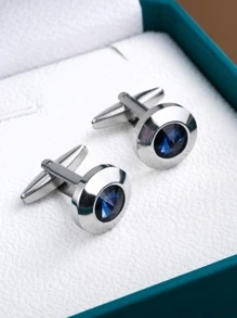 2 Cái/bộ Nam Khuy Măng Sét Trang Trí Kim Cương Giả Để Trang Trí Hàng Ngày Cho Vẻ Ngoài Phong Cách - Bạc - Xem 2