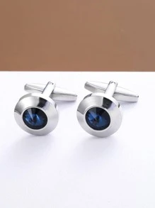 2 Cái/bộ Nam Khuy Măng Sét Trang Trí Kim Cương Giả Để Trang Trí Hàng Ngày Cho Vẻ Ngoài Phong Cách - Bạc - Xem 1