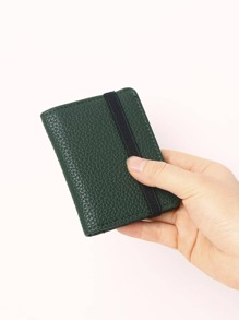1 pièce Portefeuille de carte mode minimaliste léger et fin en PU, porte-cartes de crédit, étui à cartes petit et élastique - Vert - Voir 6