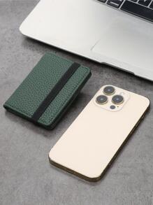 1 pièce Portefeuille de carte mode minimaliste léger et fin en PU, porte-cartes de crédit, étui à cartes petit et élastique - Vert - Voir 5