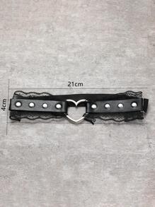 Heart & Studded Decor Thigh Chain - Black - View 4