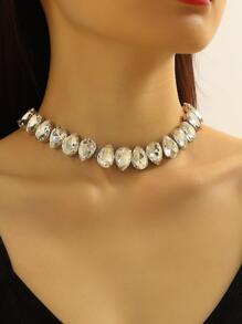 Collar con diseño de diamante de imitación - Plateado - Ver 4