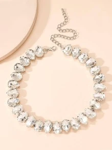 Collar con diseño de diamante de imitación - Plateado - Ver 2