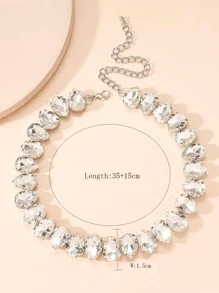 Collar con diseño de diamante de imitación - Plateado - Ver 5