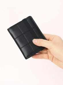 男士简约时尚轻质 PU 卡包 带松紧带 男士钱包 钱包 小钱包 男士钱包 真皮 - 黑色 - 查看 3