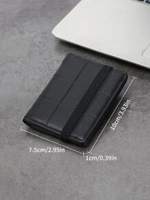 男士简约时尚轻质 PU 卡包 带松紧带 男士钱包 钱包 小钱包 男士钱包 真皮 - 黑色 - 查看 7