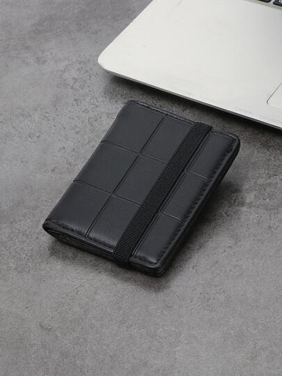 男士简约时尚轻质 PU 卡包 带松紧带 男士钱包 钱包 小钱包 男士钱包 真皮