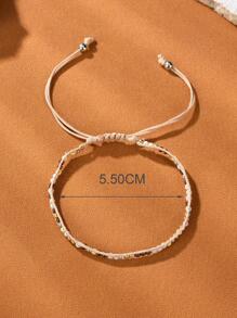 珠子裝飾手環 - 卡其色 - 查看 4