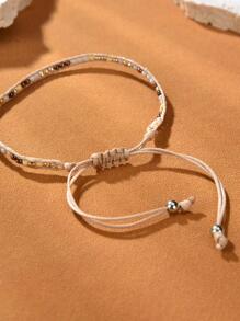 珠子裝飾手環 - 卡其色 - 查看 3