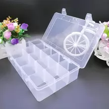 Organisateur de rangement en plastique transparent de 15 grilles, parfait pour les bijoux, l'artisanat et plus encore. Cadeau idéal pour la rentrée scolaire